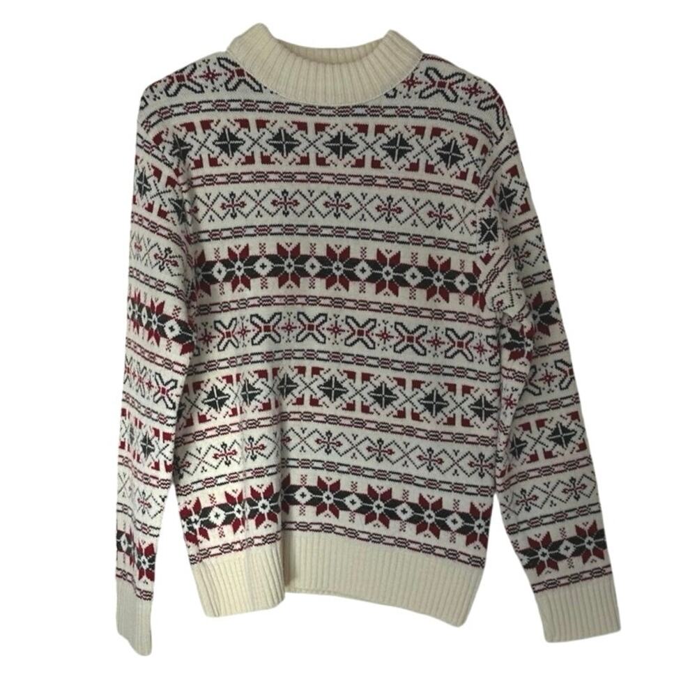 Thane Vintage Knit Crewneck Sweater Size M 100% Orlon‎ Acrylic Fair Isle Pattern
